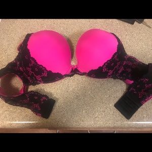 Torrid neon pink and lace push up plunge bra